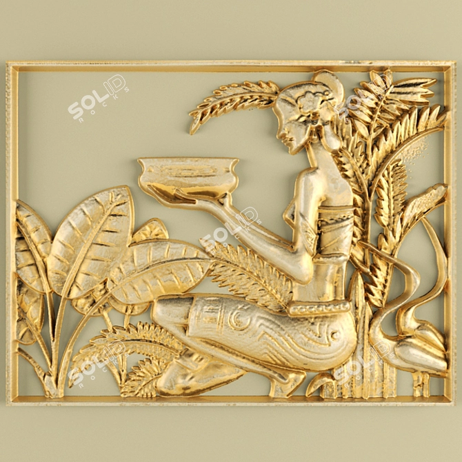 Serene Beauty: Bas-Relief Sculpture 3D model image 1