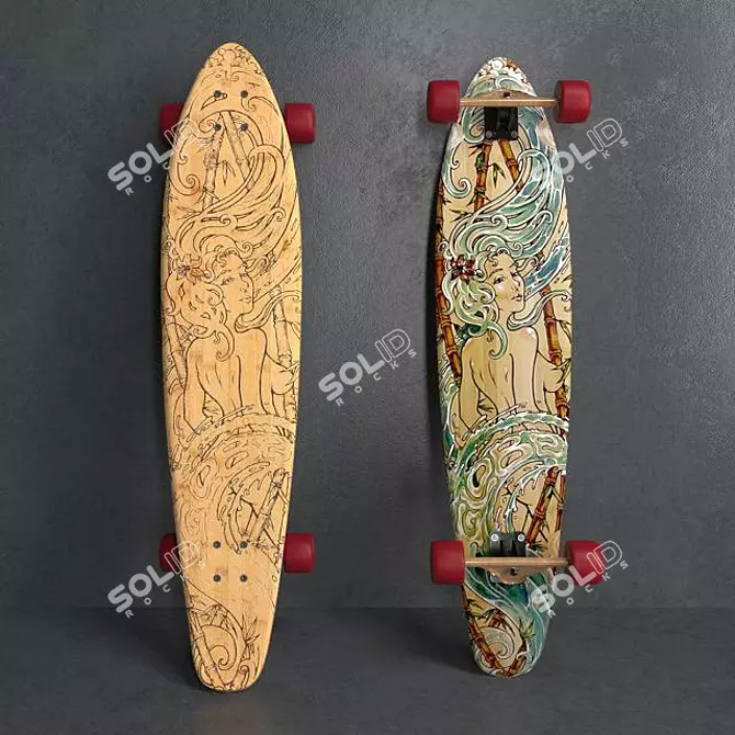 GLOBE KAGUYA Bamboo Longboard 3D model image 2