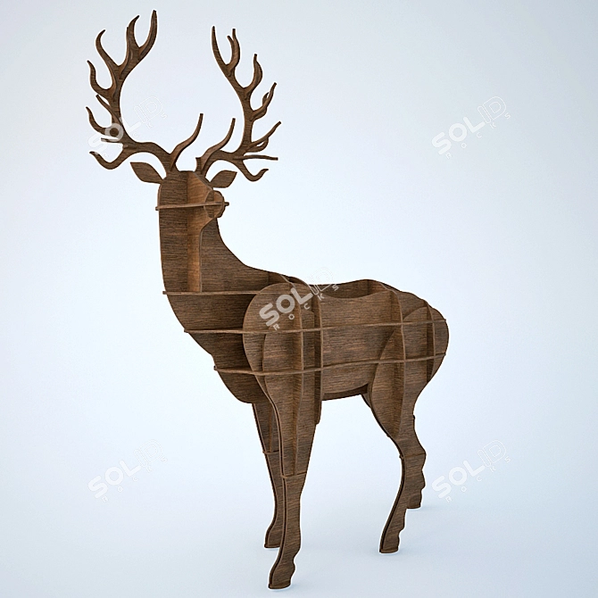 Elegant Deer Bookcase 3D model image 1