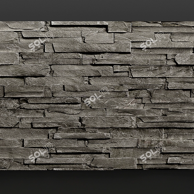 Geometric Grey Stone Panel 3D model image 2