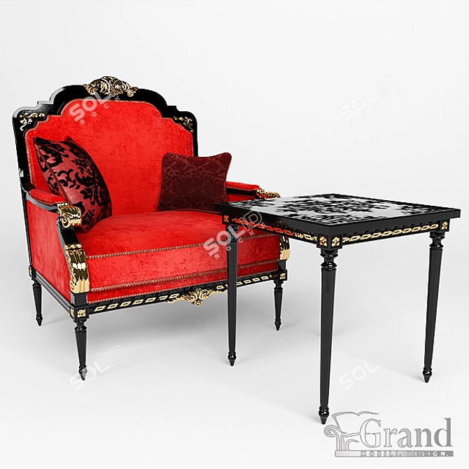 Grand Beatrice Chair & Table 3D model image 1