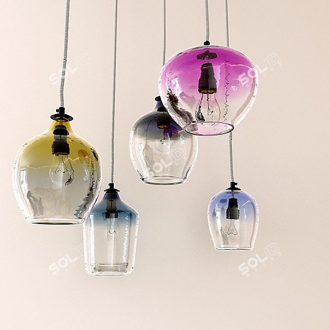 Vibrant Glass Pendant Fixtures 3D model image 1