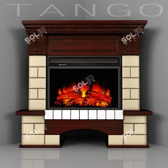 Sleek Corner Fireplace Tango 3D model image 1