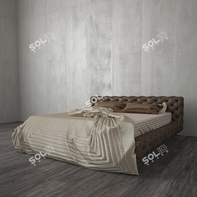 Premium King Size Bed 3D model image 1