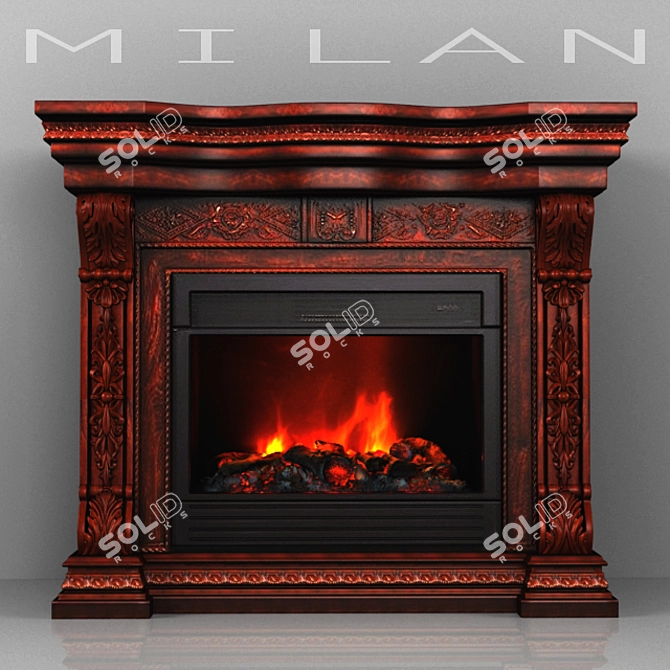 Elegant Milano Fireplace 3D model image 1