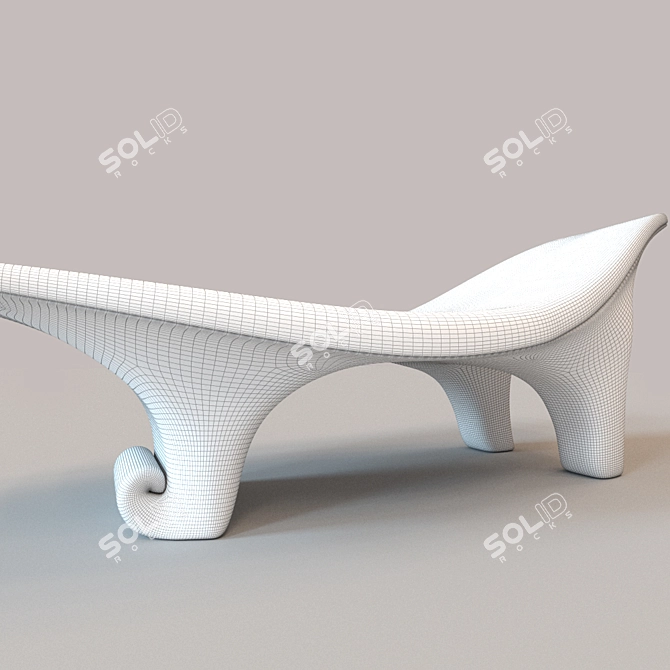 Ergonomic Wooden Lounger with Soft Seat 3D model image 3