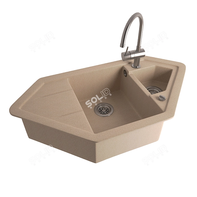 TEKA Astral 70 E-TG: Corner Kitchen Sink 3D model image 2