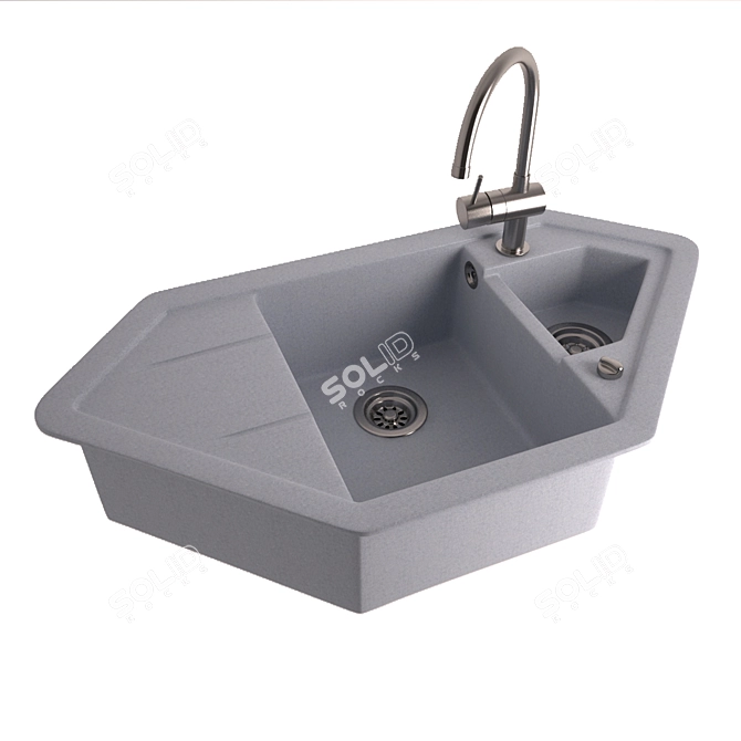 TEKA Astral 70 E-TG: Corner Kitchen Sink 3D model image 3