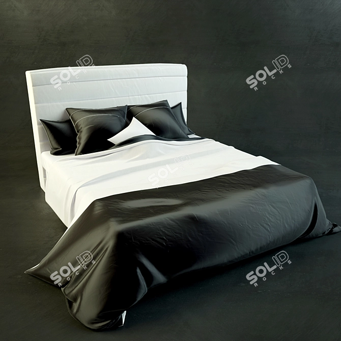 Luxury Black Bedding Set 3D model image 1