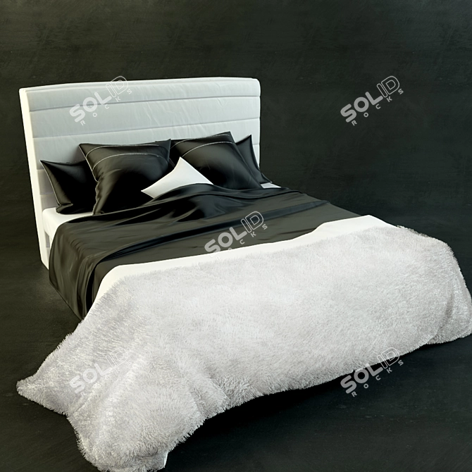 Luxury Black Bedding Set 3D model image 2