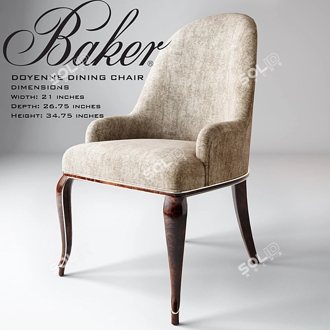 Elegant Baker Dining Chair 3D model image 1