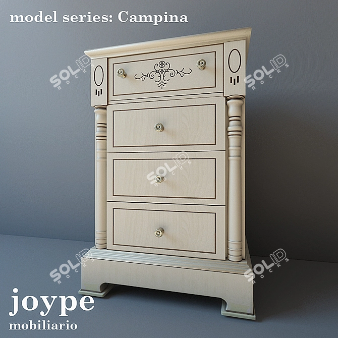 JOYPE Campina Bedside Table: Spanish Elegance for Your Bedroom 3D model image 1