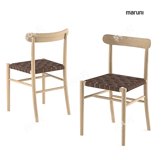Maruni Lightwood Chair + Table Set 3D model image 2
