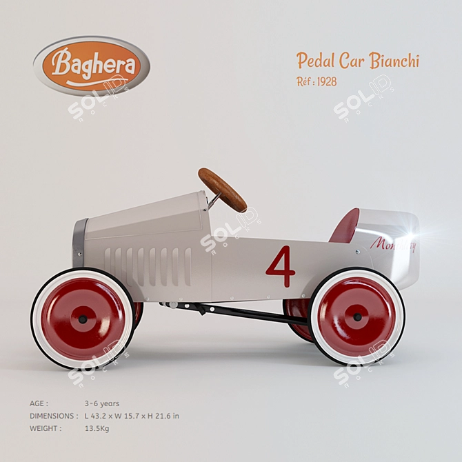 Retro-inspired Pedal Car for Kids 3D model image 1