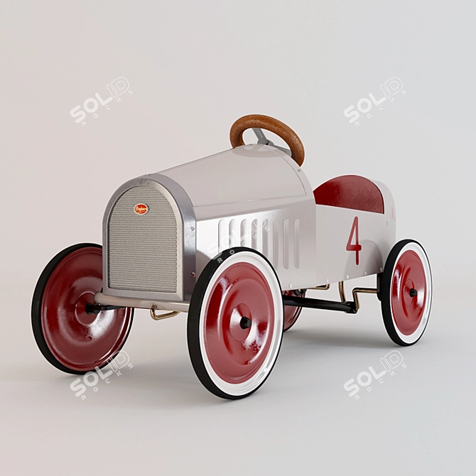 Retro-inspired Pedal Car for Kids 3D model image 2