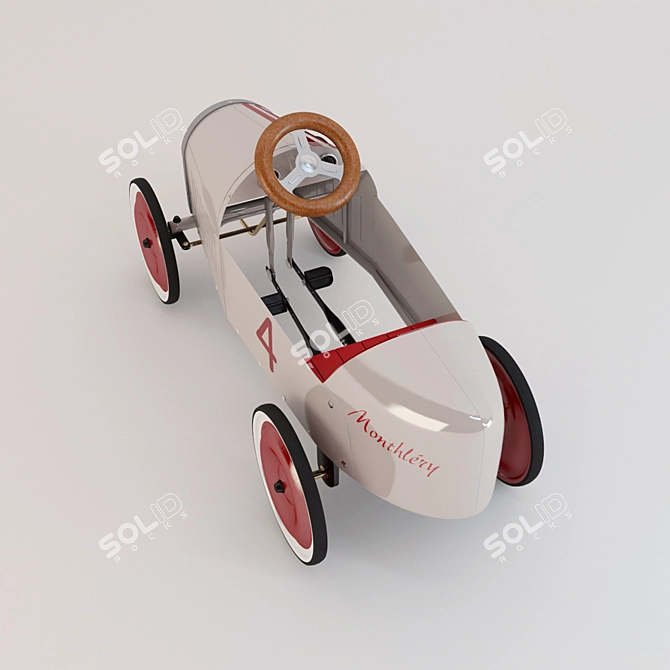 Retro-inspired Pedal Car for Kids 3D model image 3