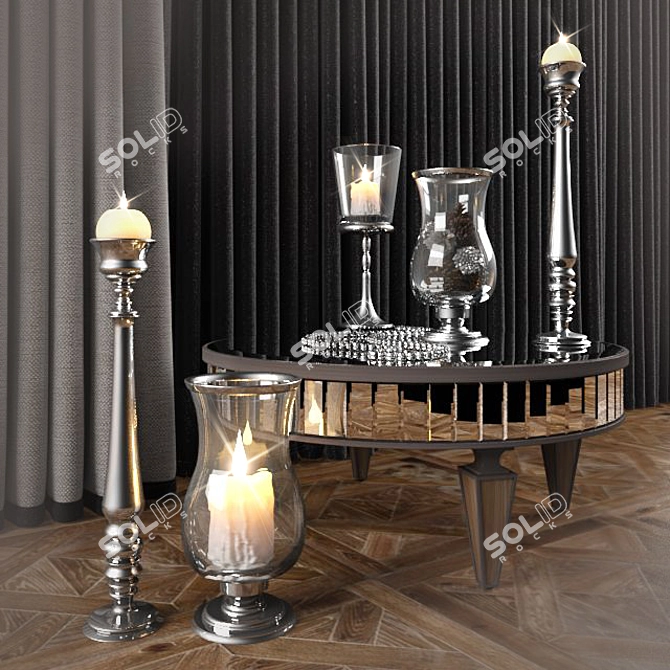 Garda Decor Table Mirror & Candlesticks 3D model image 1