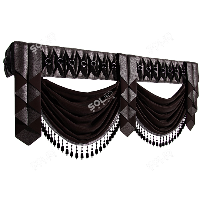 Folded Lambrequin Curtains 3D model image 2