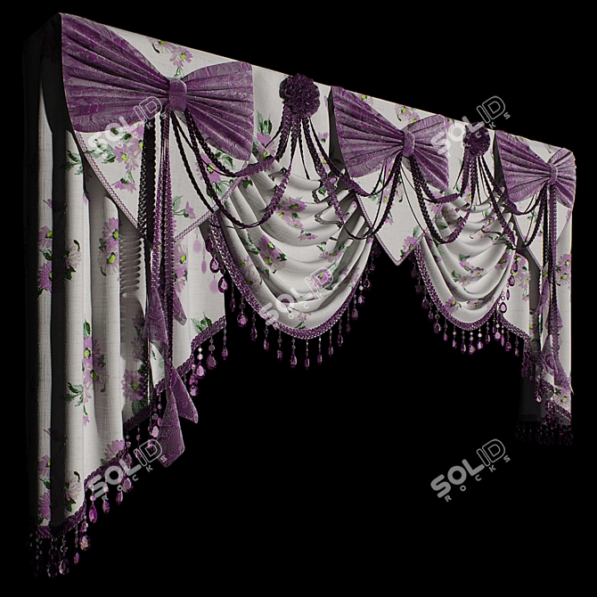 Elegant Bow Curtains 3D model image 2