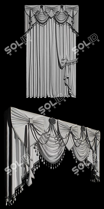 Elegant Bow Curtains 3D model image 3