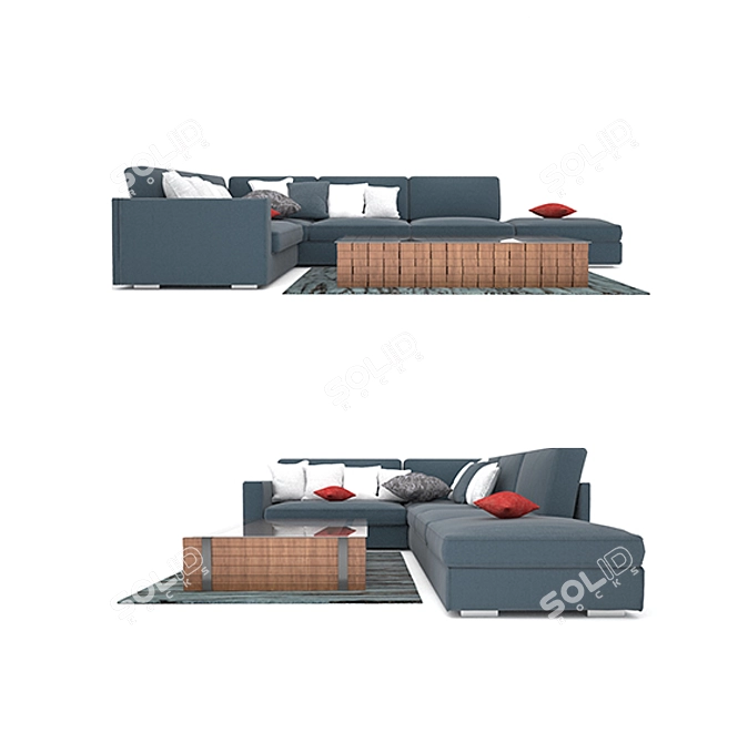 Luxury Modern 3-Seater Sofa 3D model image 2