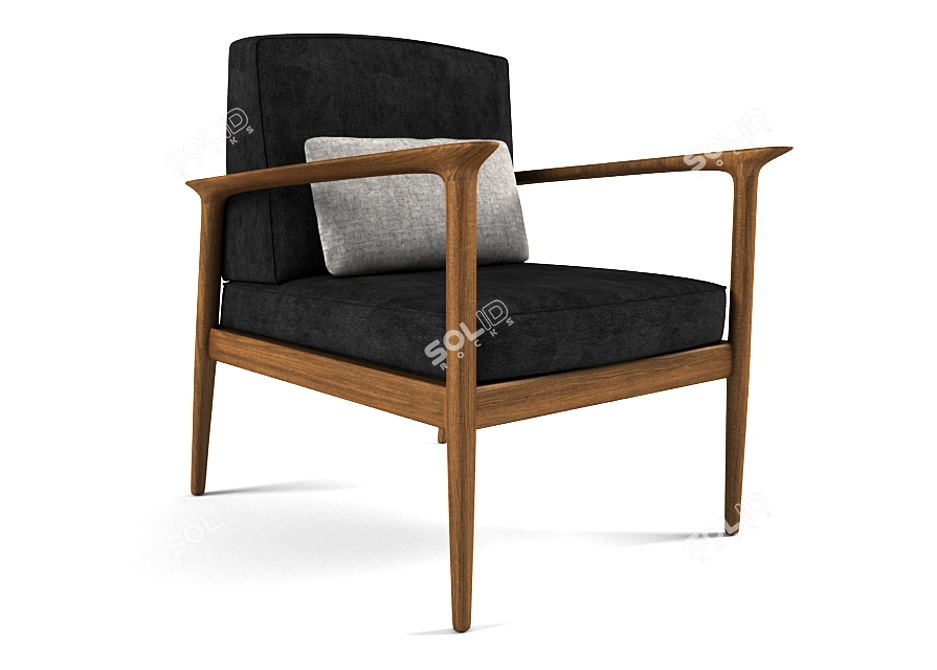 Wooden Linen Armchair 3D model image 1