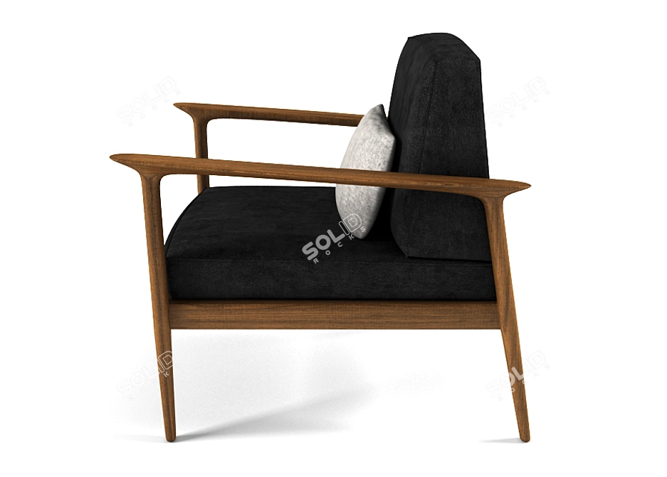 Wooden Linen Armchair 3D model image 2