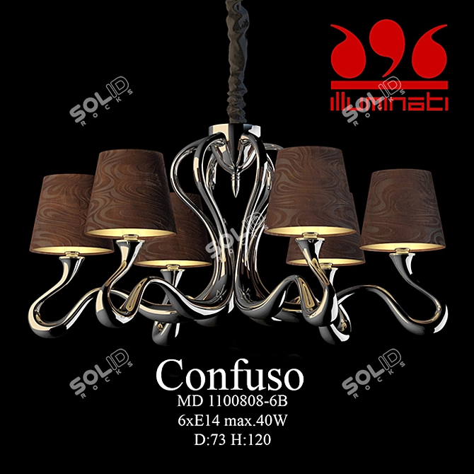 Confuso Modern Chandelier - 6 Lights 3D model image 1