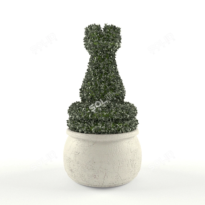 Chessboard Topiary Bush 3D model image 1