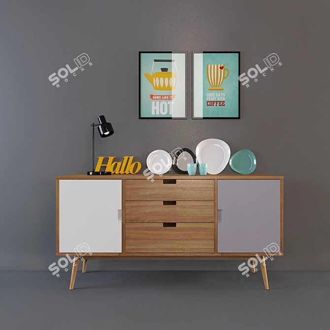 Elegant Sideboard Décor Set 3D model image 1