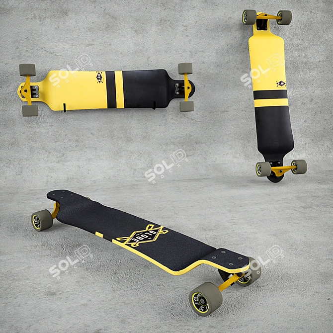 Fluoro Yellow Geminon Drop Down: The Ultimate Longboard 3D model image 1