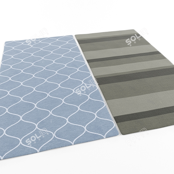Wave Patterned Carpets - Set of Two 3D model image 1