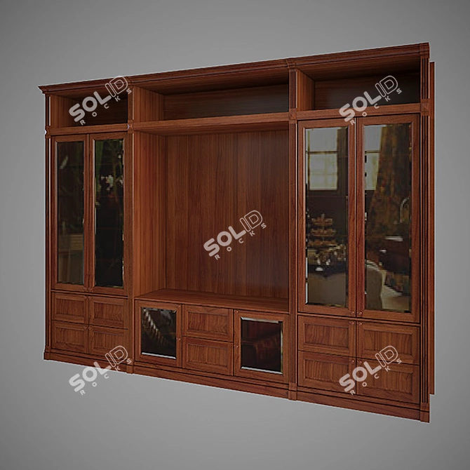 Luxury Wood Library Cabinets 3D model image 1