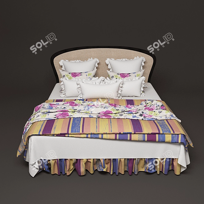 Elegant King Size Bed 3D model image 2