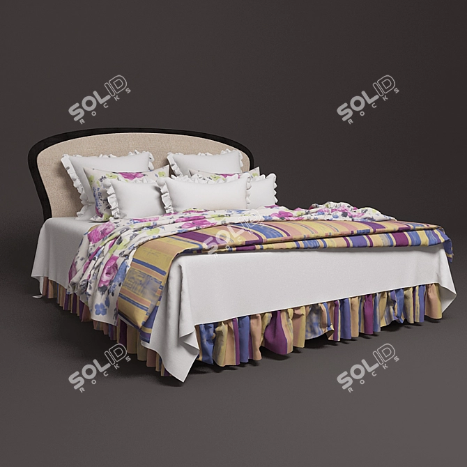 Elegant King Size Bed 3D model image 3