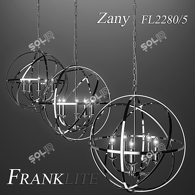 Zany FL2280/5 Chandelier: Unique Lighting Statement 3D model image 2