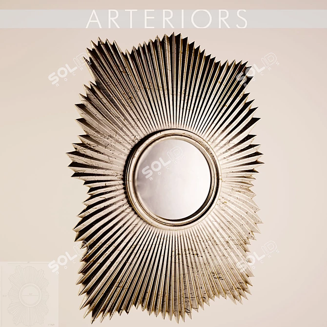 Vintage Silver Scalloped Mirror 3D model image 1