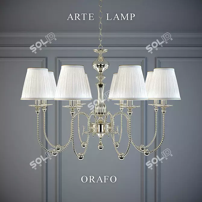 OROFO Italian Gold Metal Chandelier 3D model image 1