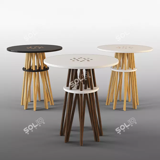 Elegant Wood Dining Table 3D model image 1