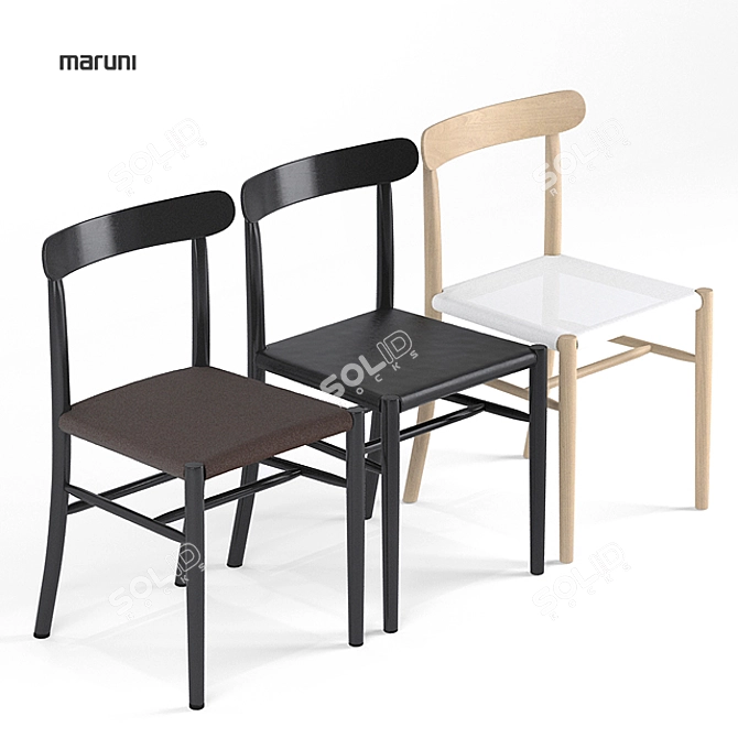 Maruni Armless Chair with 3 Stylish Upholstery Options 3D model image 1
