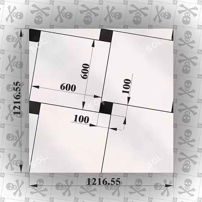 Diagonal Offset Tile Layout 3D model image 1