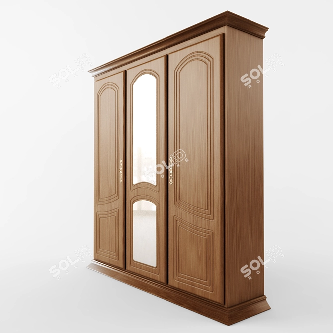 Elegant Art Nouveau Wardrobe 3D model image 2