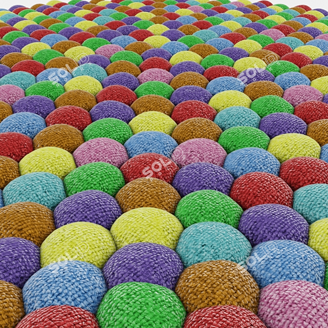 Colorful Ball Round Rug 3D model image 2