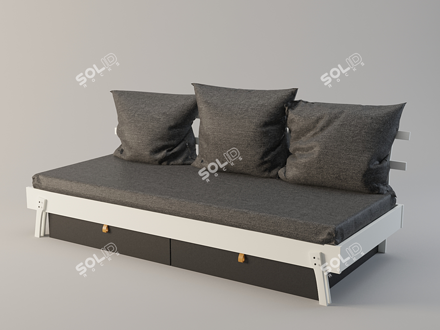 Modern White Sleeper Sofa 3D model image 1