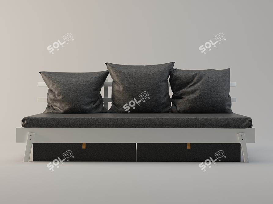 Modern White Sleeper Sofa 3D model image 2