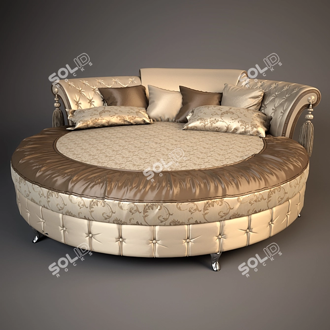 Elegant Queen Round Bed 3D model image 1