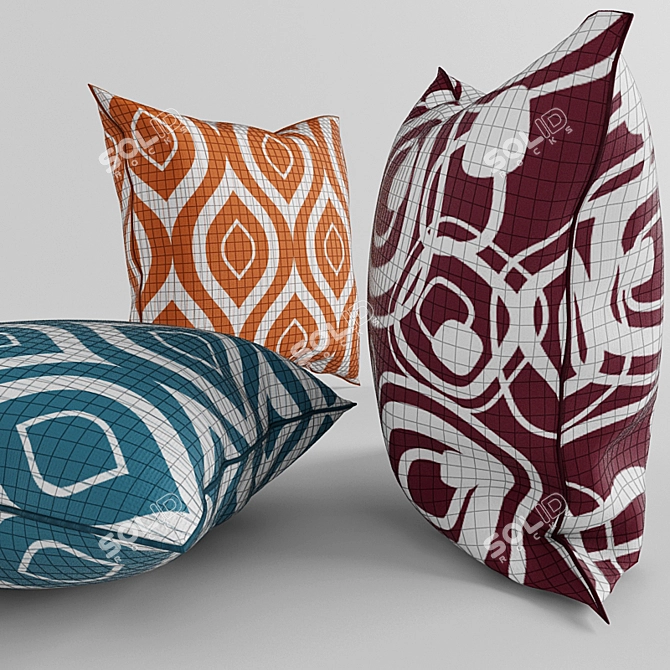 Title: Modern Texture Cushions 3D model image 2