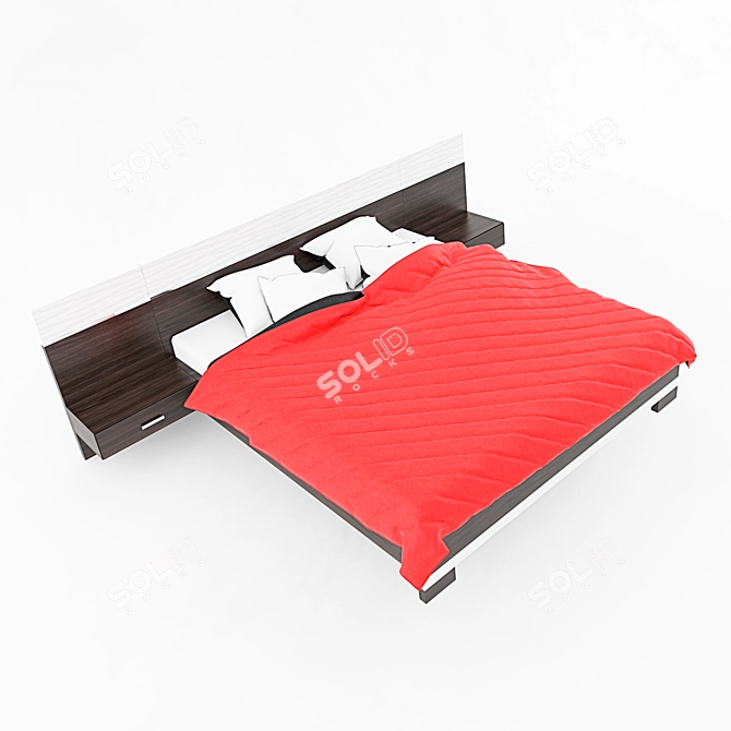 Tokio Bed & Dresser Set with Mirror 3D model image 2