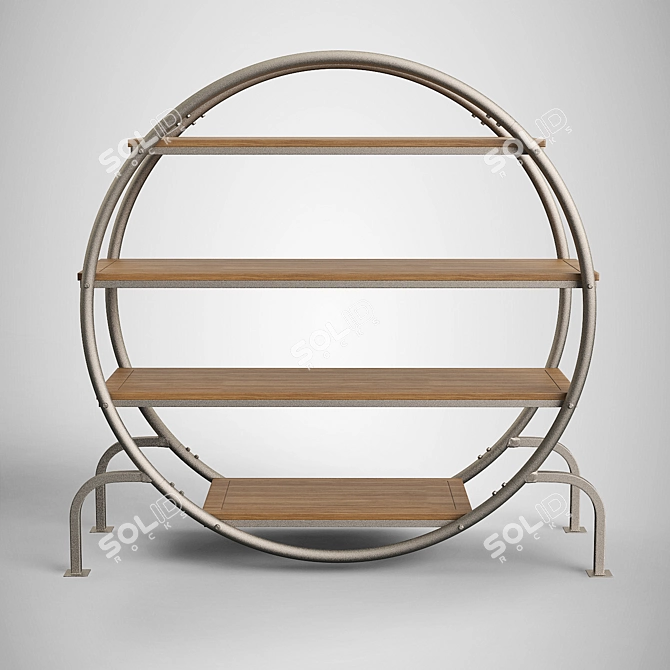 Stylish Round Bookcase: Vietnamese Craftsmanship 3D model image 3