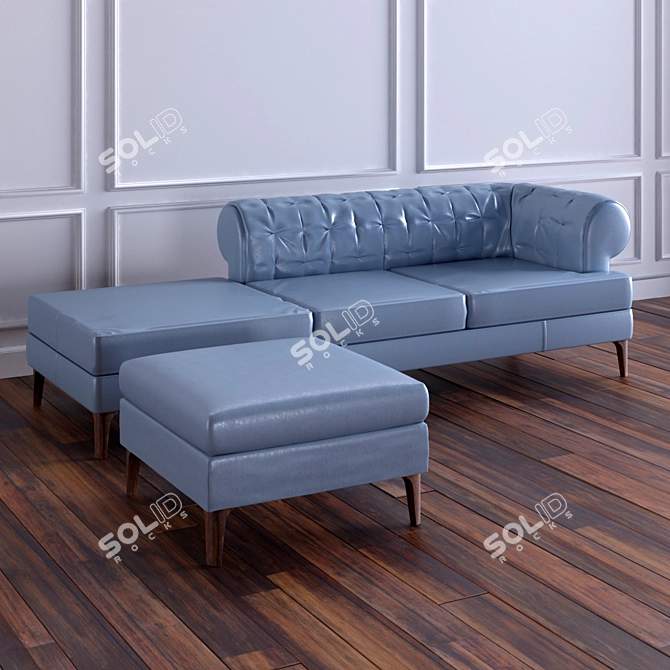Manto Sofa: Naturally Elegant and Uniquely Handcrafted 3D model image 1